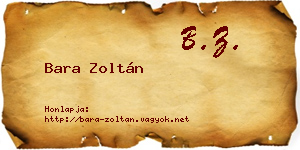 Bara Zoltán névjegykártya